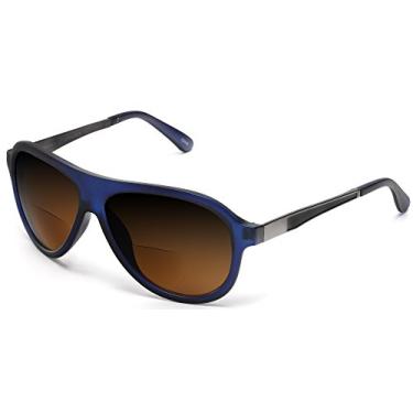 Imagem de SAMBA SHADES Óculos de sol bifocais óculos de sol Pilot Military Cool Factor azul fosco potência 1,50 (armação pequena)
