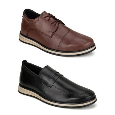 Imagem de Kit 2 Sapato Social Masculino Mocassim Estiloso Loafer Elegante Tenden