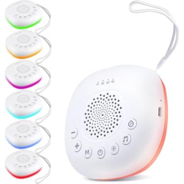 Imagem de Ruído Branco para Bebês e Adultos, Máquina de Som para Dormir com 20 Sons Relaxantes, Luz Noturna LED 7 Cores