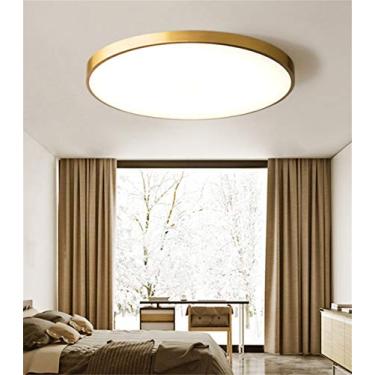 Imagem de Luminária de teto LED de cobre embutida, regulável, para sala de estar e jantar, com design redondo ultrafino antigo, para corredor, banheiro, lustre de acrílico para cozinha e quarto com co