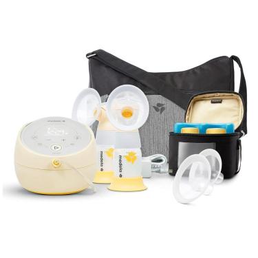 Imagem de Bomba Tira Leite Elétrica Recarregável com Protetores de Mama Flexíveis, Controle Digital ou Por Aplicativo, 2 Unidades, 110V Medela