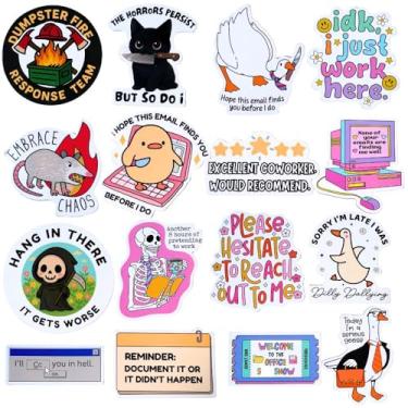 Imagem de 16 peças Ímãs de trabalho engraçados meme engraçado, divertido, hilário, espirituoso, sarcástico, decoração, esqueleto, pato de ganso, acessórios de animais, ímã de cozinha para armário de geladeira