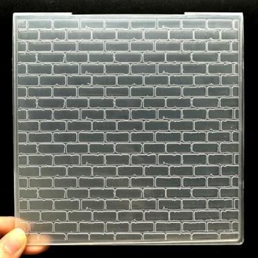 Imagem de Modelo de pasta em relevo de plástico 3D, textura de parede de tijolos com tema natalino, 15 x 15 cm para fazer cartões, faça você mesmo, scrapbook, papel, artesanato, artesanato, scrapbook, artes