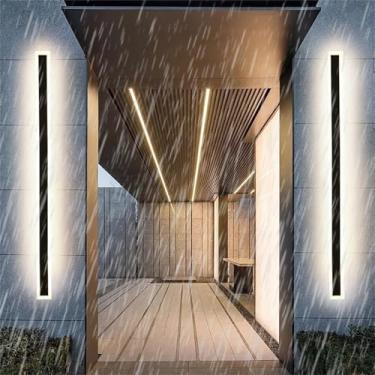 Imagem de Luminária de parede LED para varanda externa, faixa longa, luminária de parede moderna para garagem, luz IP65 à prova d'água, luminária externa 2700K/4500K/6500K, acrílico, alumínio, pátio,