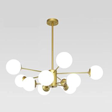 Imagem de Lustre Sala de Jantar Lustres LED Luzes Pendentes Ajustáveis Luminárias de Teto de Madeira para Jantar (Cor: 6018-3 Preto, Tamanho: ABATÍBRIO BRANCO) (Cor: 6048-10 Dourado