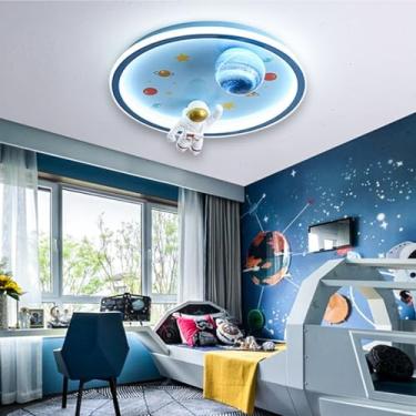 Imagem de Luminárias de teto LED Luminária de teto de astronauta Luminária de teto moderna criativa Abajur de acrílico regulável Luminária de quarto infantil com controle remoto Luminária de quarto de