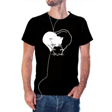 Imagem de Camiseta masculina com design Kittens Hugging Cat D3 100% algodão - Li