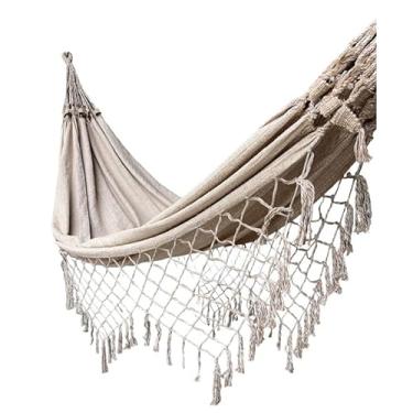 Imagem de Conforto em Rede de Dormir para Casal - Rede de Algodão Natural para Lazer e Descanso(Bege)