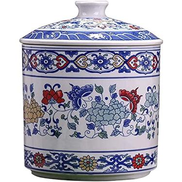 Imagem de AKALNNB Vaso de cerâmica vaso de porcelana azul e branco vaso chinês azul e branco, conjunto de 2 vasos de flores altos de porcelana azul e branca clássicos, 90 cm, vaso de chão, C