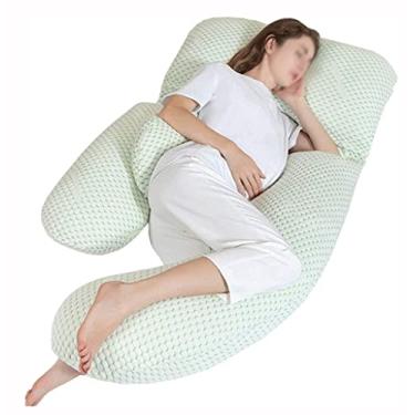 Imagem de Almofadas de gravidez para dormir, travesseiro de maternidade de corpo inteiro em forma de U para dormir, suporte para costas, QUADRIS, pernas, barriga para mulheres grávidas (Cor: E) (A)