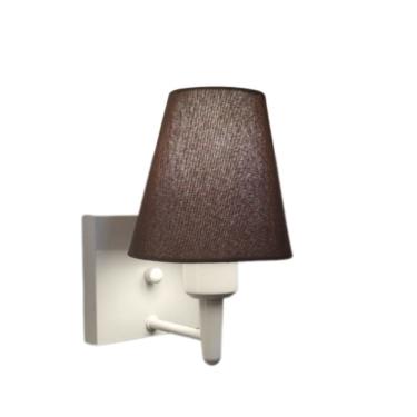 Imagem de Arandela Quadrada Md-2034 Branco Cúpula em Tecido Cone Café - Bivolt