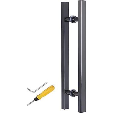 Imagem de DSeenLeap Puxador de barra de puxar moderno, puxadores de porta de celeiro deslizantes de dupla face, puxadores de porta em forma de H de entrada com encaixe, para porta de madeira de vidro de