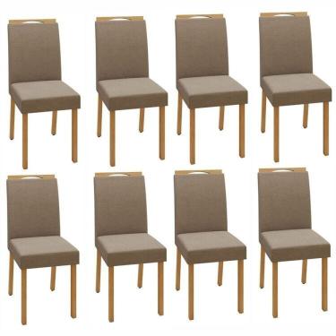 Imagem de Conjunto 8 Cadeiras para Sala de Jantar Pés Madeira Maciça Lunen Bonna