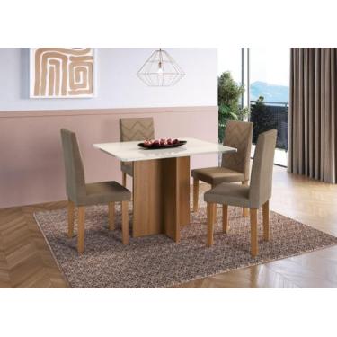 Imagem de Conjunto sala de jantar predilleta florida 110cm com 4 cadeiras freijo