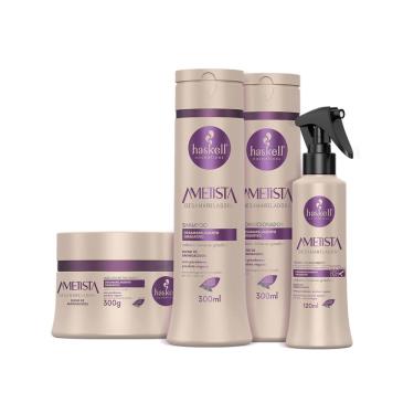 Imagem de Kit Haskell Ametista Desamarelador Shampoo Condicionador Mascara 300ml/g Fluido 120ml