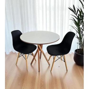 Imagem de Mesa Redonda De Jantar E Cozinha 80 Cm Pés Em Madeira - G&D, Branco