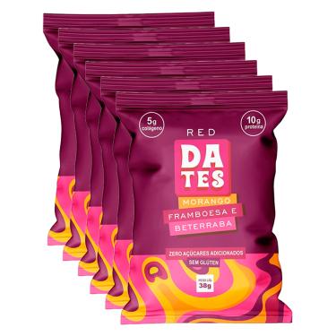 Imagem de Kit 6X: Barra de Proteína Red Morango, Framboesa e Beterraba Sem Açúcar Let's Dates 38g