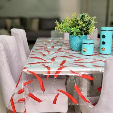 Imagem de Toalha de Mesa PVC Cristal Transparente Estampada 5,00x1,40m Plástica 