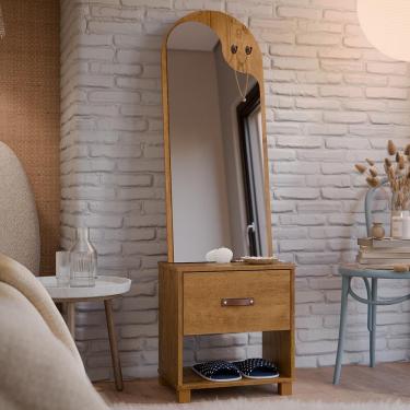 Imagem de Toucador Quarto Organico Com 1 Gaveta E Espelho Freijo