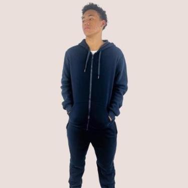 Imagem de Conjunto Moletom Liso Em Algodão Cotton Blusa Canguru E Calça-Masculino