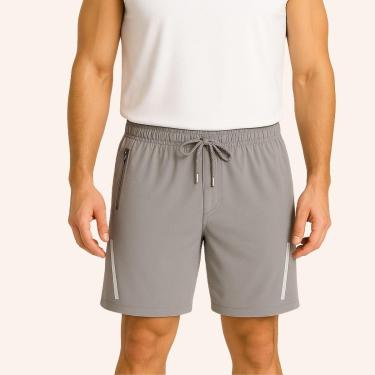 Imagem de Shorts Masculino Esportivo Tactel com Elastano Secagem Rápida com Bolsos Zíper-Masculino