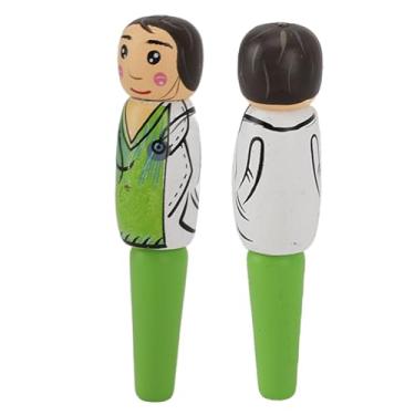 Imagem de Eujgoov Puppet de Madeira Ballgo Ballpons Toy Doctor único Stand Up Decoração Desenho Animado Pull Design Design Pine Pine Wood Smooth Writing Cores Vibrantes para Brincar de Presente