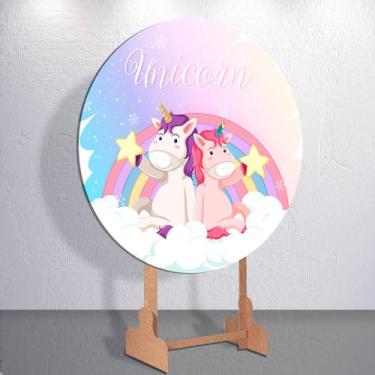 Imagem de Capas Painel Sublimadas Redondo Para Festa Infantil Estilo Unicórnio M