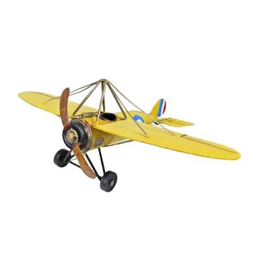 Imagem de VANLAXY Vintage Metal AirplaneI Model Decor in Yellow Iron Retro Aircraft World War I Replica Glider Biplane Plane Collectible Decoration Unique Gift