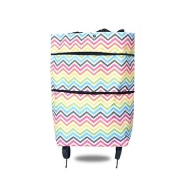 Imagem de Carrinho de compras com rodinhas dobrável - Multiuso, perfeito para supermercado, feira e até viagens curtas(Arco-íris)