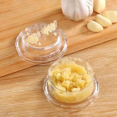 Imagem de Espremedor de alho, picador manual de alho, ferramenta trituradora para picar alho cebola, gengibre, frutas, salada (transparente)