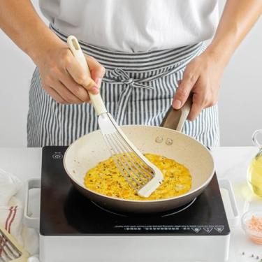 Imagem de Conjunto de 2 espátulas de silicone para peixe, espátulas finas para panelas antiaderentes, espátula de cozinha de aço inoxidável flexível resistente ao calor para peixes, ovos, panquecas