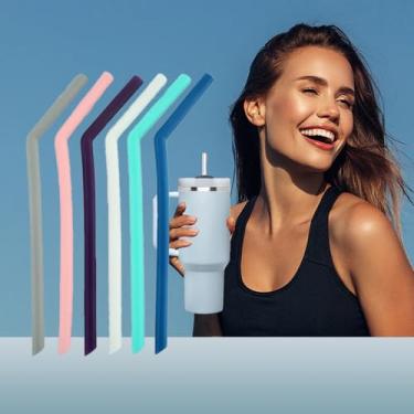 Imagem de Canudo para Stanley Cup 1,134 g, 30,5 cm Canudo longo de substituição compatível com canudos Stanley Tumbler, 6 canudos reutilizáveis com 1 escova de limpeza, Tritan, transparente