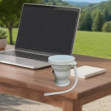 Imagem de Copo de água dobrável para gargarejo ao ar livre, copo de silicone dobrável com cordões embutidos, adequado para caminhadas ao ar livre, acampamento e viagens, branco