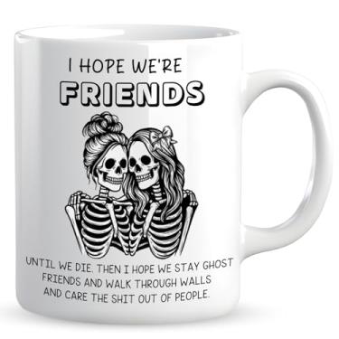 Imagem de Caneca de esqueleto de melhor amiga, caneca de café de cerâmica para mulheres - Presente eterno para melhor amiga, irmã, colega de trabalho, presente de aniversário para amantes de chá e café