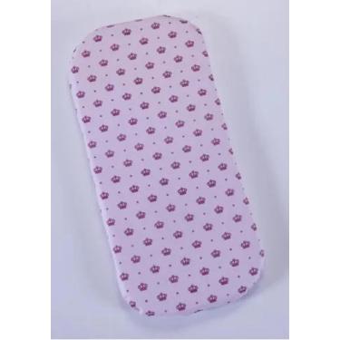 Imagem de Colchão para carrinho Moisés Rosa coroa princesa algodão - Variedades 