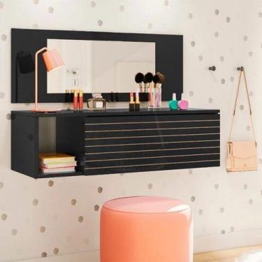 Imagem de Penteadeira Joy Camarim com 1 Gaveta e Nicho Organizador Preta - Peter