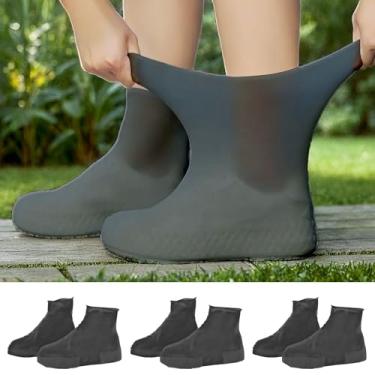 Imagem de Capas de sapato de emulsão à prova d'água para homens e mulheres, protetor de sapato de ajuste universal para uso externo e interno, reutilizável, antiderrapante, Preto - 3, Large