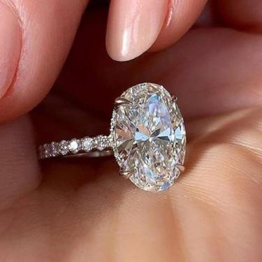 Imagem de Anéis de compromisso femininos temperamentais com zircônia oval brilhante, acessórios de aliança de casamento luxuosos, 8, Latão, Zircônia cúbica