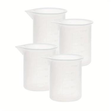 Imagem de Copos medidores de silicone para resina 100 ml Copos de mistura de silicone antiaderente/ferramentas de cola faça você mesmo, copos de resina epóxi reutilizáveis, pacote com 4