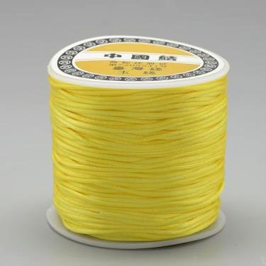Imagem de 1 rolo de fio de nylon de 1 mm, cordão de cetim de rabo de rato, material para fazer você mesmo, cordão de nylon para colar, pulseira, joias, artesanato feito à mão, 70 m)/rolo (amarelo)