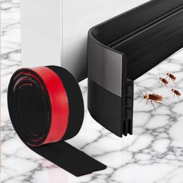 Imagem de Tampa de rascunho de porta embaixo da porta bloqueador de rascunho isolador portas varredura climatizante tampa de ruído adesivo forte 99 centímetros cortável vedação de porta à prova de som (preto)