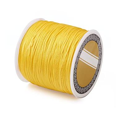 Imagem de 100 jardas/rolo 0,8 mm fios trançados de nylon dourado chinês cordão para joias cordas de miçangas para artesanato faça você mesmo Kumihimo pulseiras de macramê para fabricação de suprimentos