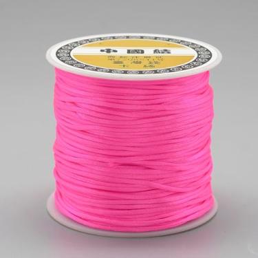 Imagem de 1 rolo de fio de nylon de 1 mm, cordão de cetim de rabo de rato, material para fazer você mesmo, cordão de nylon para colar, pulseira, joias, artesanato feito à mão, 70 m)/rolo (coral profundo)