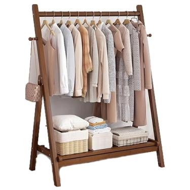 Imagem de hezhuhe2258 Ganchos de prateleira de casaco, guarda-roupa, cabideiro, pendurar no chão, bolsa de armazenamento móvel para decoração de casa (marrom)