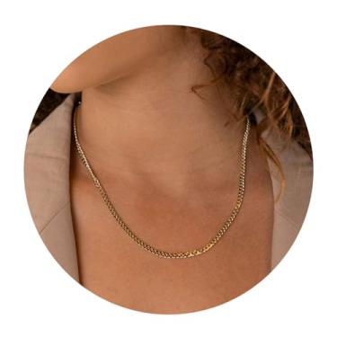 Imagem de Corrente de elos cubanos para mulheres e homens, colar de meio-fio de 3,5 mm, aço inoxidável, opção banhada a ouro 18K, uso em camadas ou pingente, 3.5mm 18inch, Aço inoxidável, Sem Pedra Preciosa