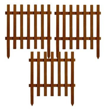 Imagem de Kit 3 Cercas Para Jardim De Madeira 50x60 Separador Grama Decoração Quintal Horta Limitador Divisor Contenção Cerquinhas Tela Decorativa Resistente Ao Tempo (Marrom)