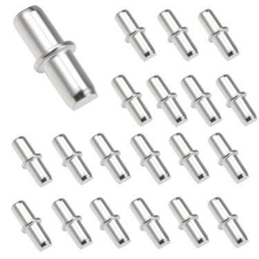 Imagem de 20 peças 1/5 polegada 5 mm pinos de prateleira prata resistente pinos de suporte de prateleira cilíndricos forma ajustável pino de suporte para móveis armário estante de livros