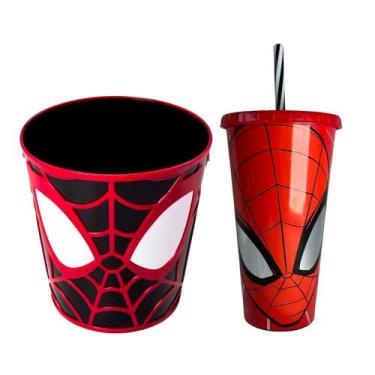 Imagem de Kit Homem-Aranha - Balde de Pipoca 2,1L + Copo Shake 500ml  Marvel - P