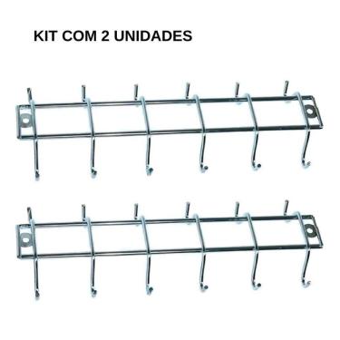 Imagem de Kit 2 Suporte Porta 12 Xícaras Fixar Armário Cozinha Cinza
