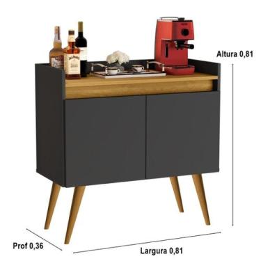 Imagem de Aparador Junior Luxo 2 Portas Pés Palito Cor Preto / - Comprar Móveis 